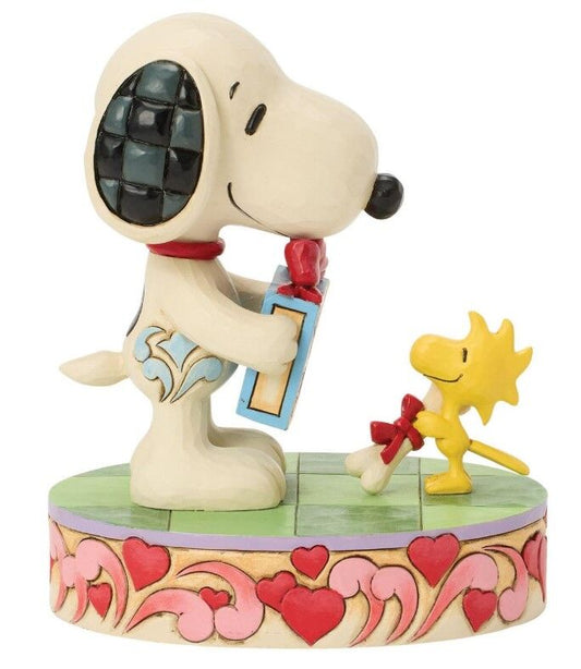 PEANUTS BY JIM SHORE SNOOPY AND WOODSTOCK WITH GIFTS