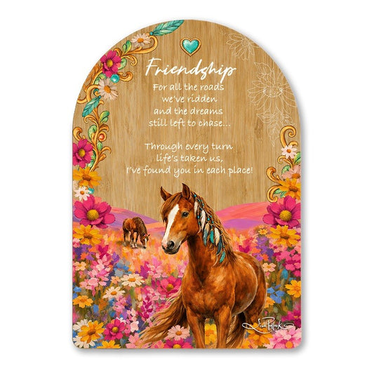 Lisa Pollock Bamboo Verse Plaque Horse Friendship