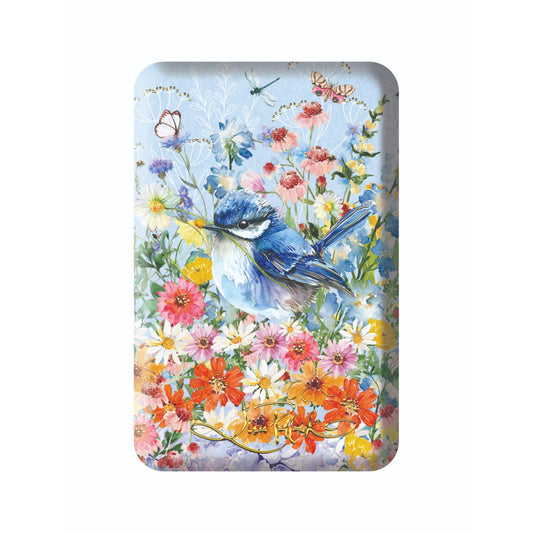 Lisa Pollock Small Jewellery Case With Gold Foiling Blue Wrens