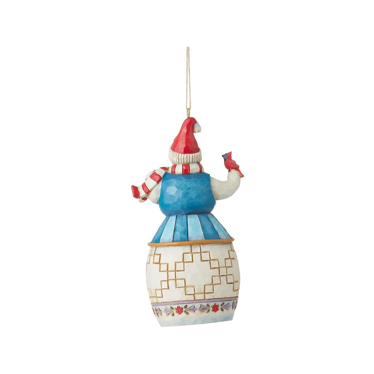 Heartwood Creek By Jim Shore Snowman Blue With Cardinal Hanging Ornament