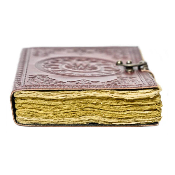 Leather Journal Parchment Style Paper Red Chakra