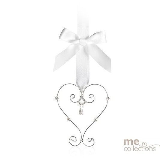 Wedding Charm Heart With Diamontes Silver