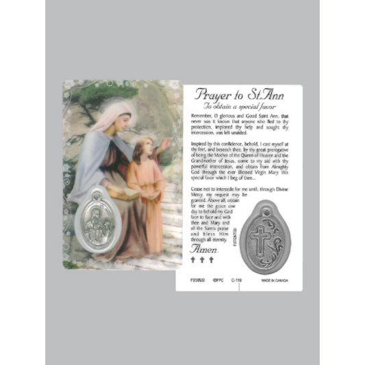 Laminated Window Prayer Card & Charm Saint Ann