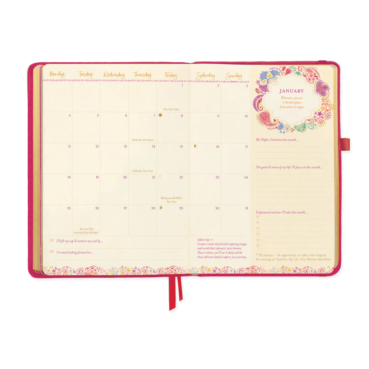 Intrinsic 2027 Diary Planner The Year To Live Brave - Radiant Ruby Red