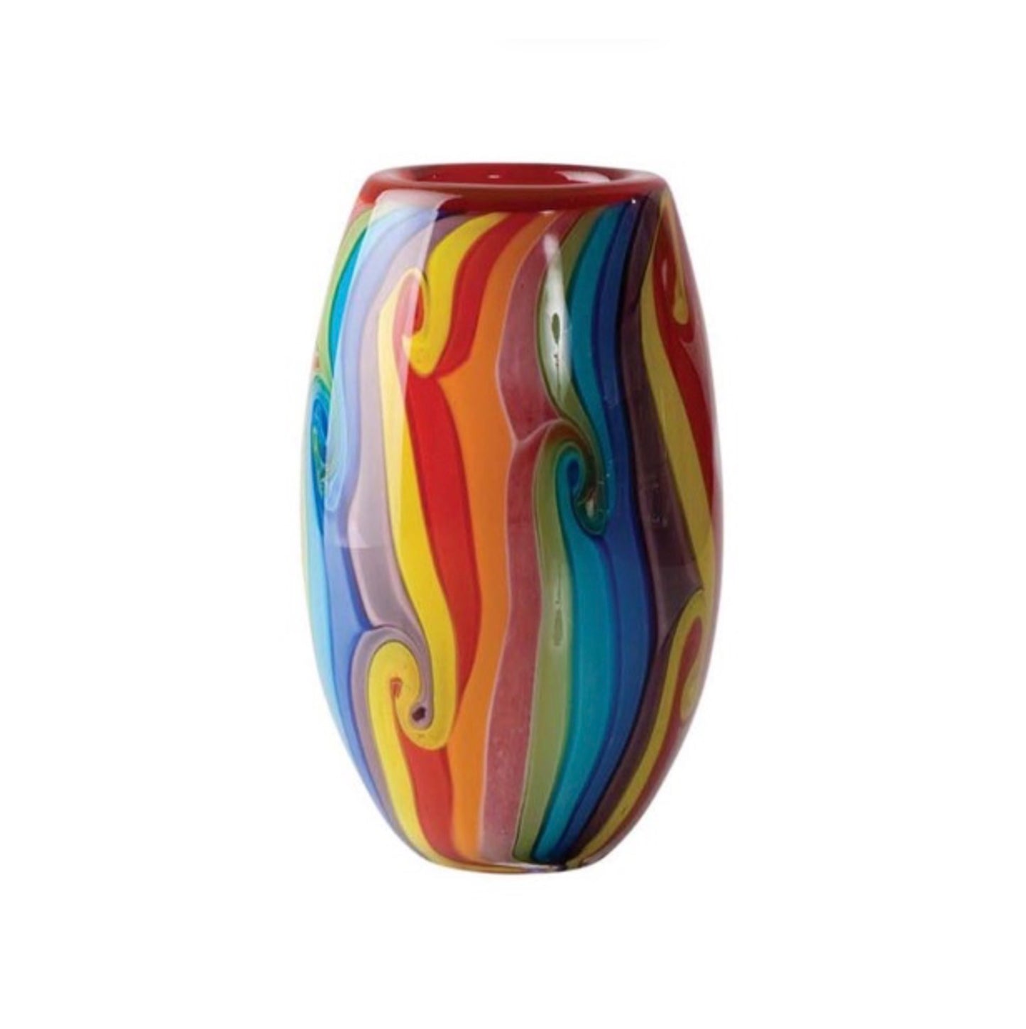 ZIBO ART GLASS VASE RAINBOW SMALL
