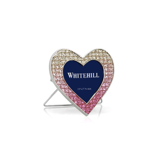 Whitehill Photo Frame Mini Heart Pink And Silver Glitter