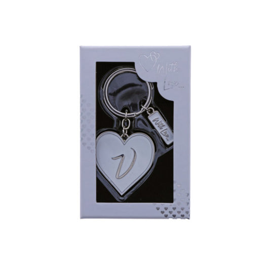 INITIAL KEYRING "V" IN SILVER