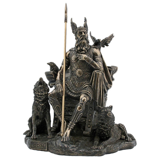 VERONESE DESIGNS BRONZE ODIN FIGURINE 28CM