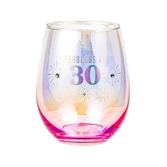 Birthday Stemless Wine Glass Holographic 30th