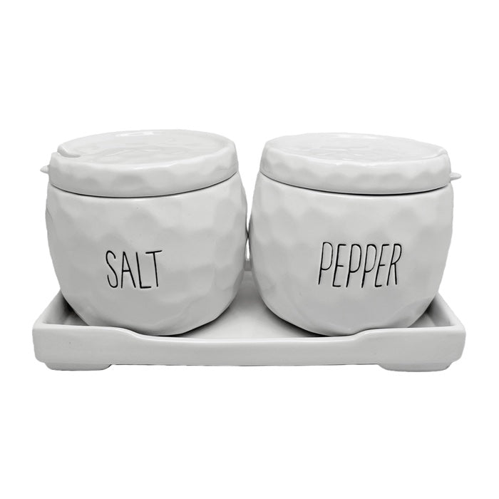 Ceramic Salt & Pepper Set White Spade Design