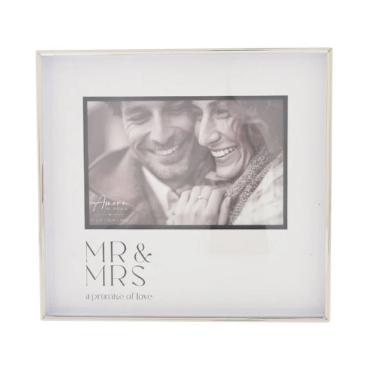 Engagement Photo Frame Amore Silver Mr & Mrs 6x4