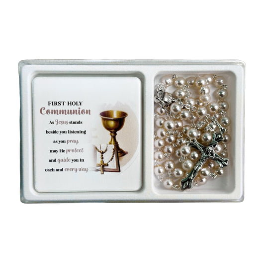 ROSARY AND VERSE PLAQUE SET FIRST COMMUNION