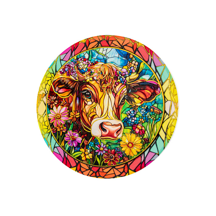 CERAMIC TRIVET JERICHO ROUND TAN HIGHLAND COW