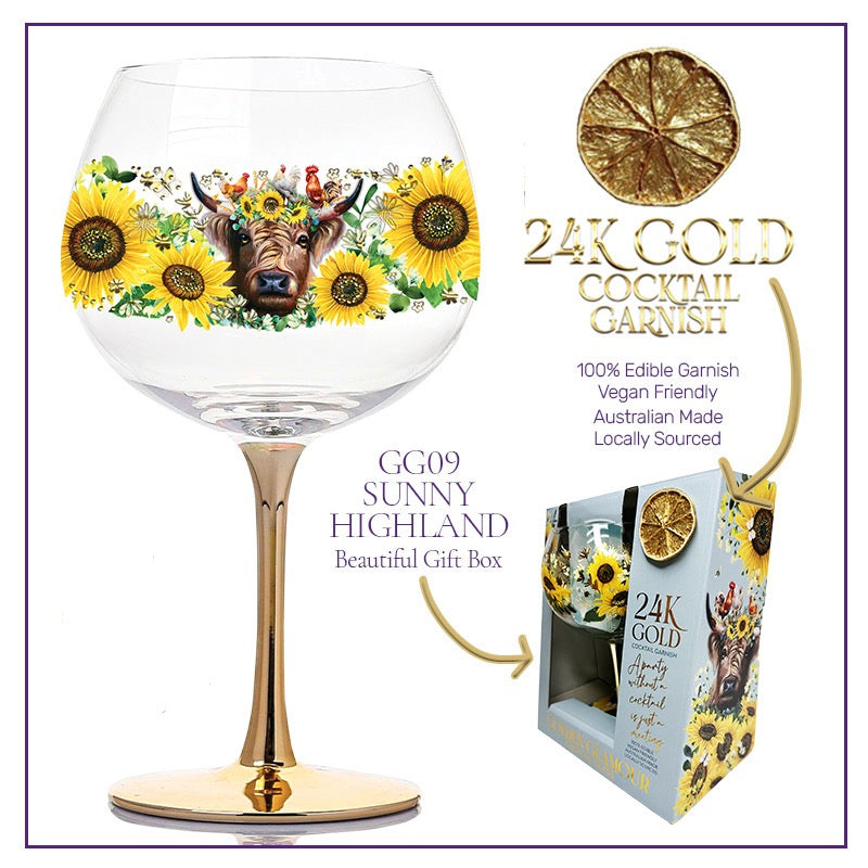Lisa Pollock Golden Glamour Glass With 24K Gold Edible Lime Garnish Sunny Highland