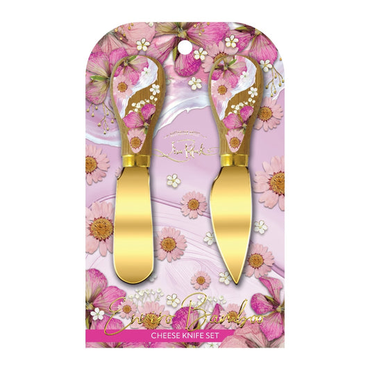 Lisa Pollock Set of 2 Cheese Knives Petals
