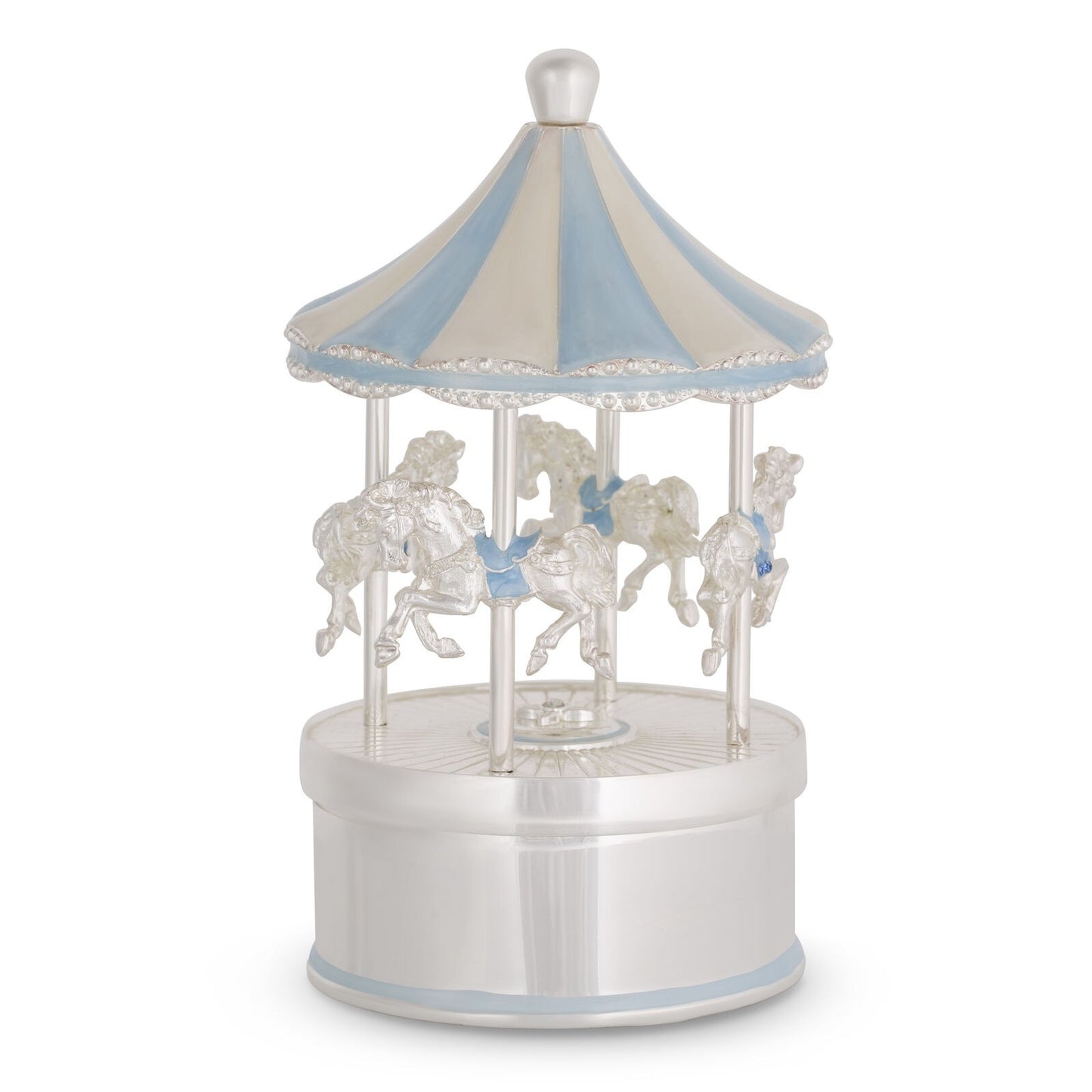 Musical Carousel 4 Horse Blue Silver, Blue & White