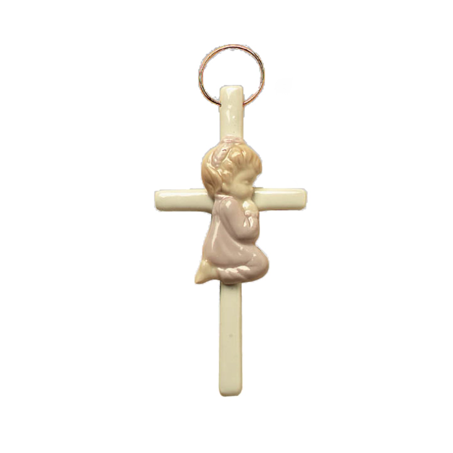 CERAMIC CROSS GIRL PRAYING