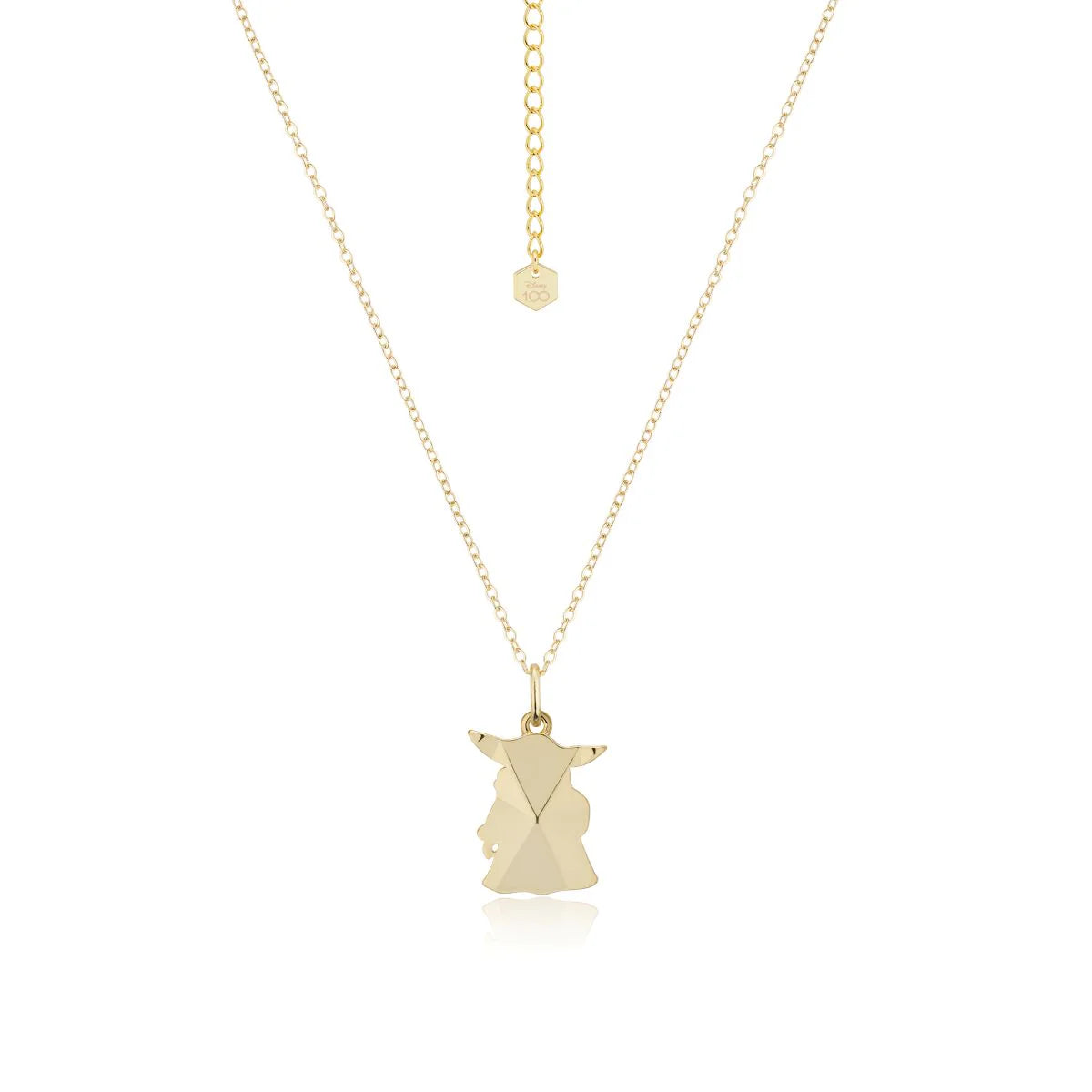 DISNEY 100 COUTURE KINGDOM STAR WARS MANDALORIAN GROGU FACET CHARM NECKLACE YELLOW GOLD PLATED