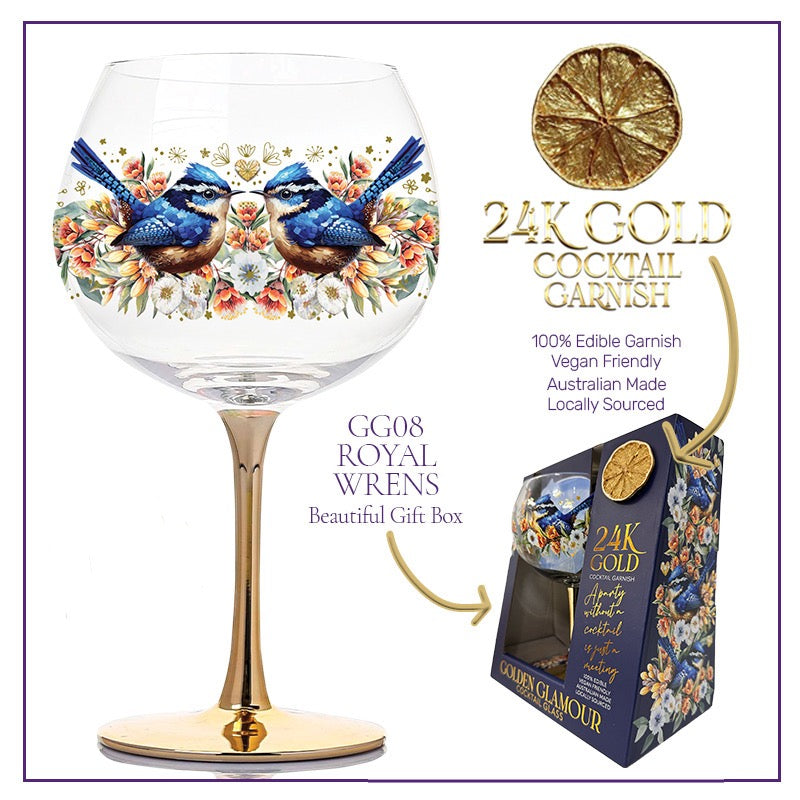 Lisa Pollock Golden Glamour Glass With 24K Gold Edible Lime Garnish Royal Wrens