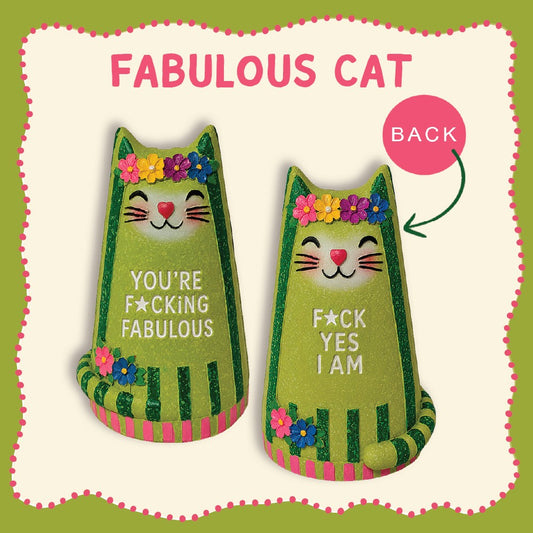 Resin Decor Cat In Gift Box Fabulous Yes I Am Design