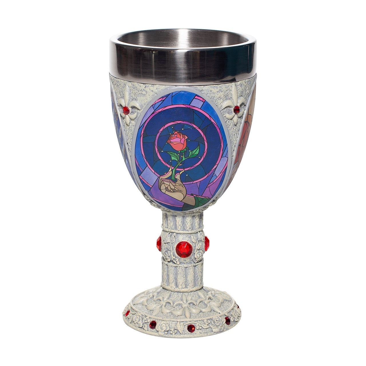 Disney Showcase Beauty and the Beast Stained Glass Scenes Decorative Chalice Goblet Cup