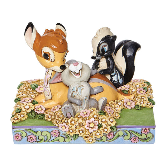 DISNEY TRADITIONS BY JIM SHORE BAMBI AND FRIENDS IN FLOWERS 10CM