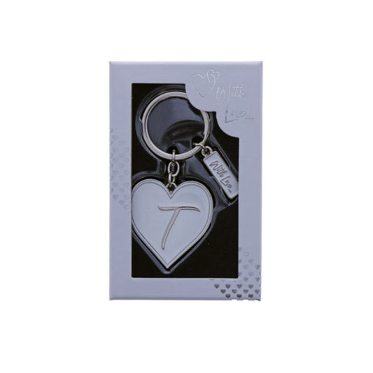 INITIAL KEYRING "T" IN SILVER