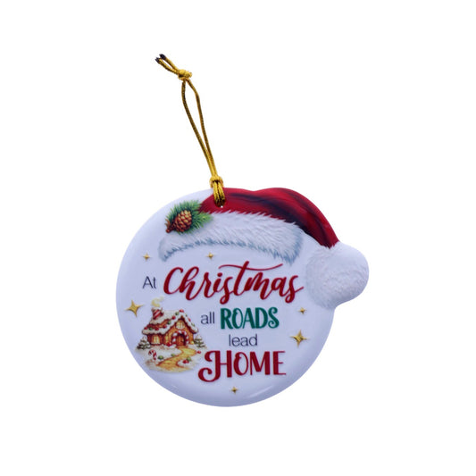 Christmas Sentiment Ceramic Plaque All Roads Lead Home