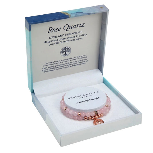 Bramble Bay Duo Bracelet Set Rose Quartz Rose Gold
