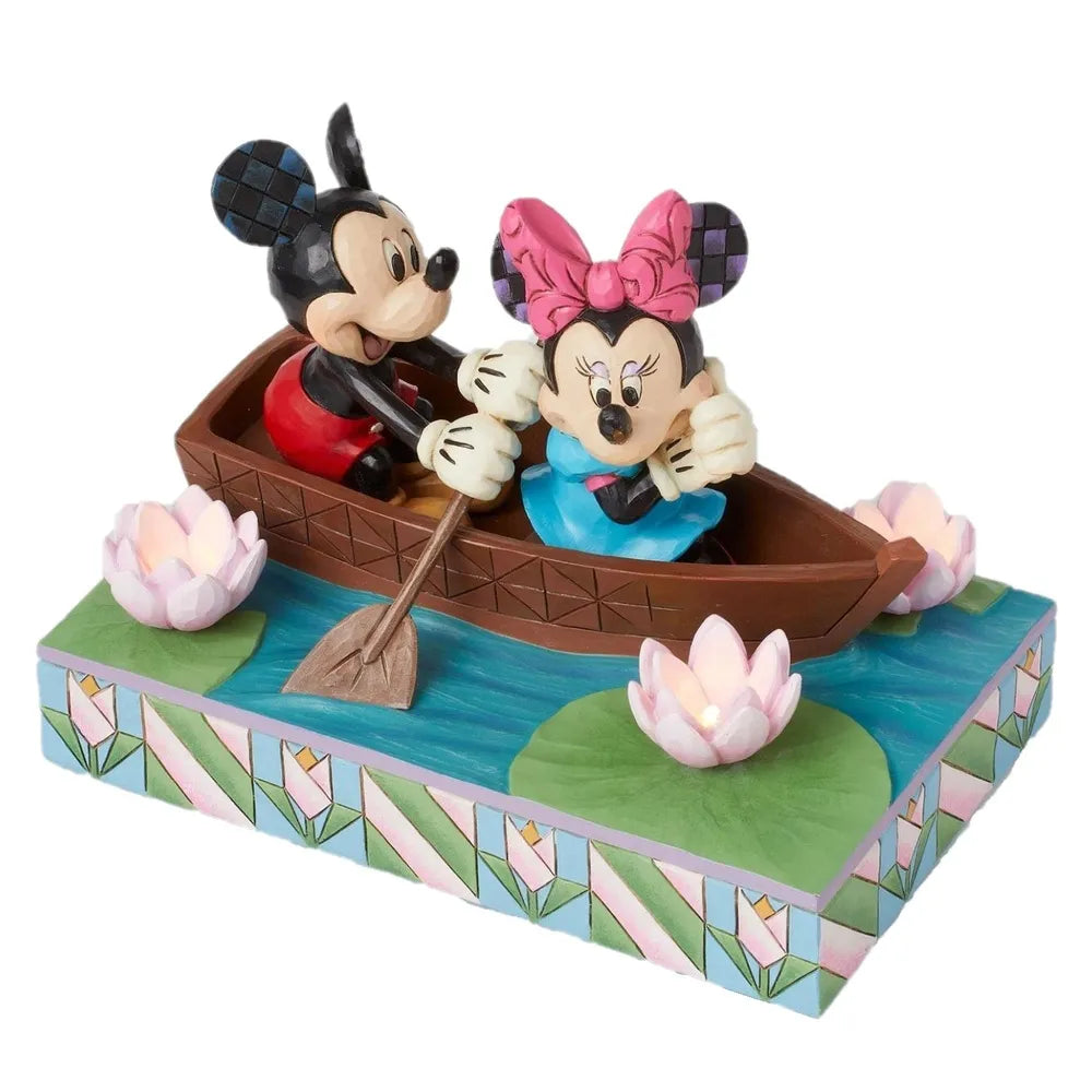 DISNEY TRADITIONS BY JIM SHORE MICKEY AND MINNIE LED LOVE ROWBOAT