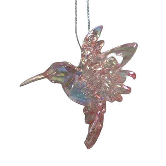 CHRISTMAS ACRYLIC HUMMINGBIRD HANGING DECORATION PINK