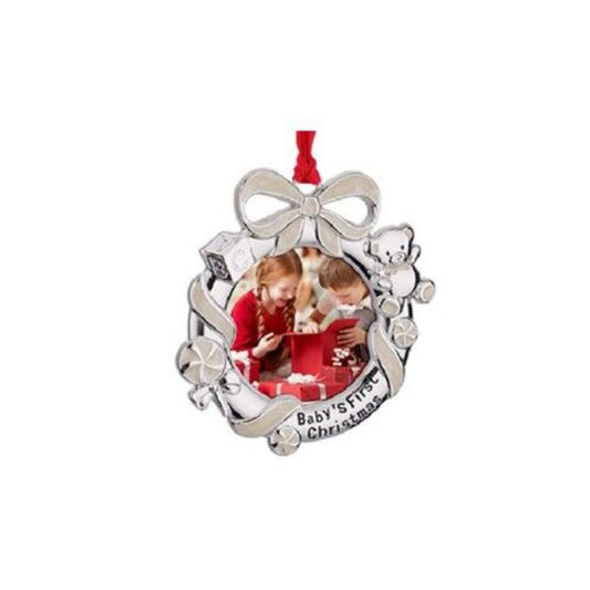 Whitehill Christmas Hanging Ornament Baby's First Christmas Wreath Photo Frame