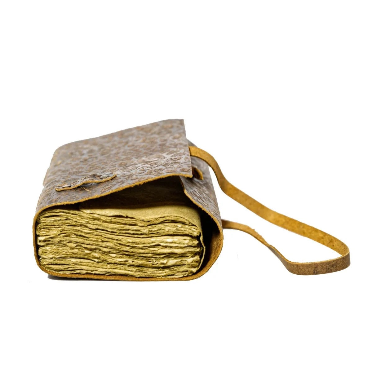 Leather Journal Parchment Style Paper Wrapped With Key Floral Design