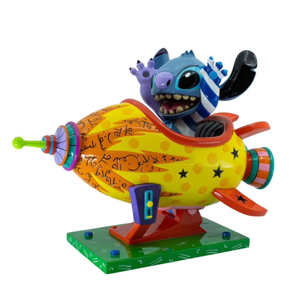 DISNEY BRITTO STITCH IN ROCKET SHIP LARGE FIGURINE