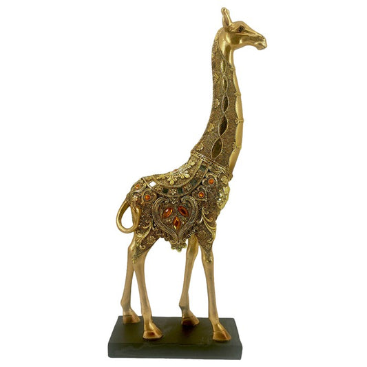 Tanza Resin Gold Giraffe Standing Figurine