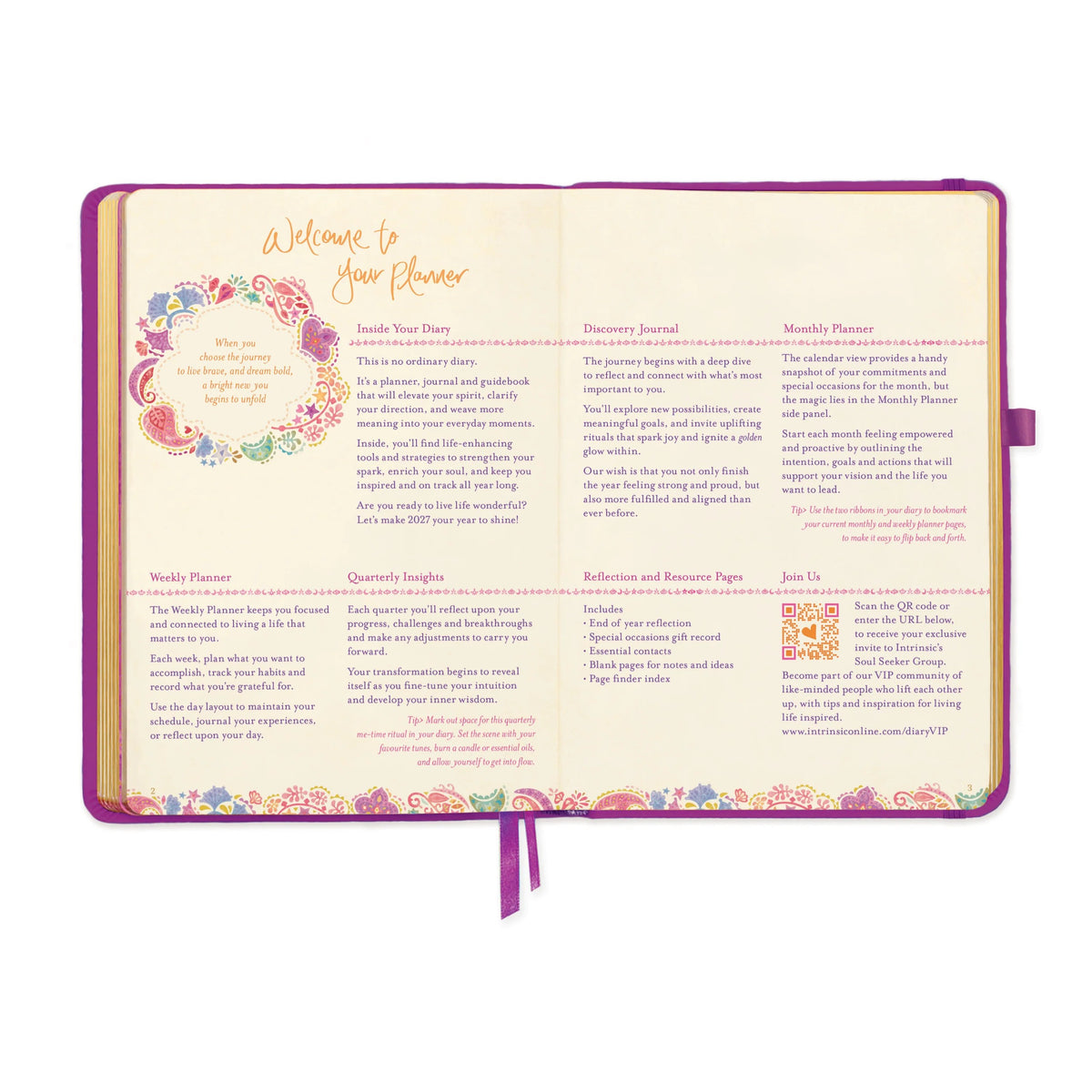Intrinsic 2027 Diary Planner The Year To Create Magic - Berry Bliss Purple