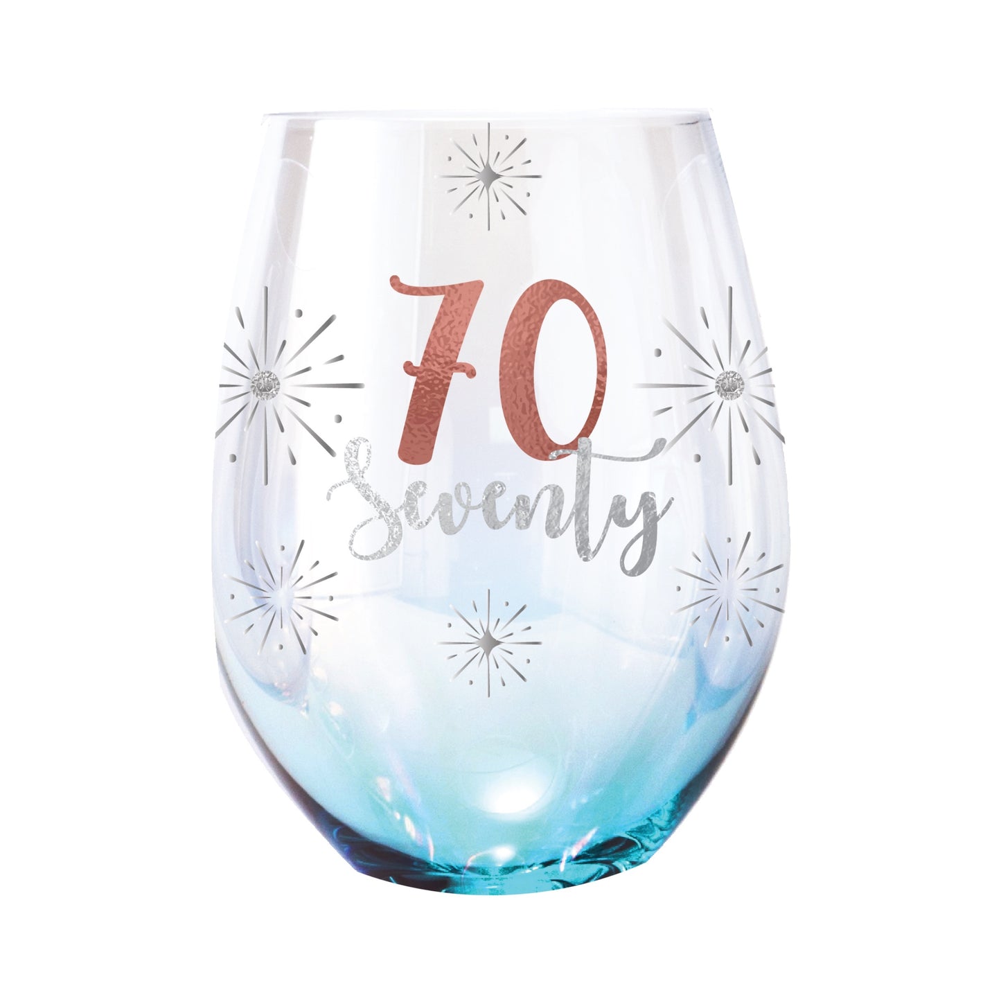 Birthday Stemless Wine Glass Holographic 70th