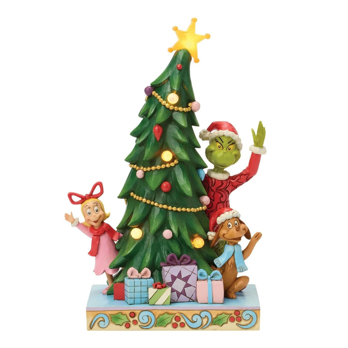The Grinch By Jim Shore Grinch, Cindy & Max With Christmas Tree Peeking