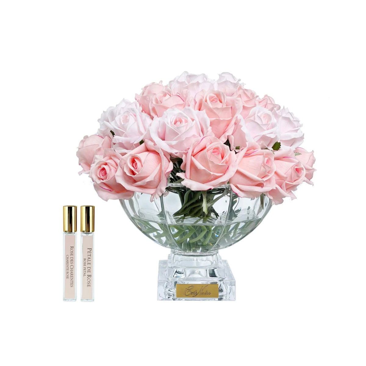 Cote Noire Luxury Centrepiece 37 Rose Buds Mixed Pink with Gold Badge