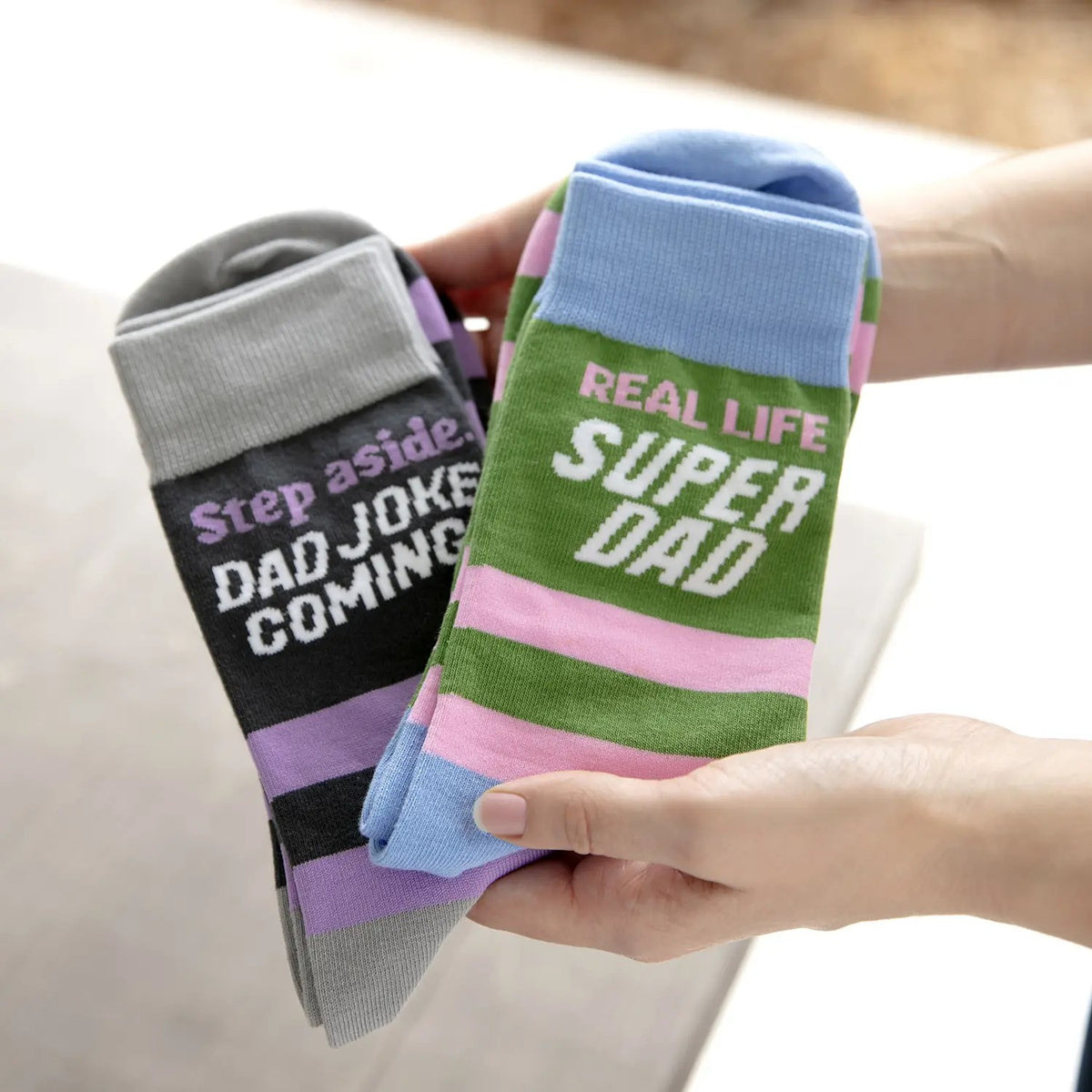 Socks With Sayings "Real Life Super Dad"