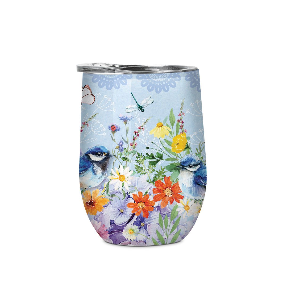Lisa Pollock Double Wall Stainless Steel Travel Bevvy Teatime Wrens