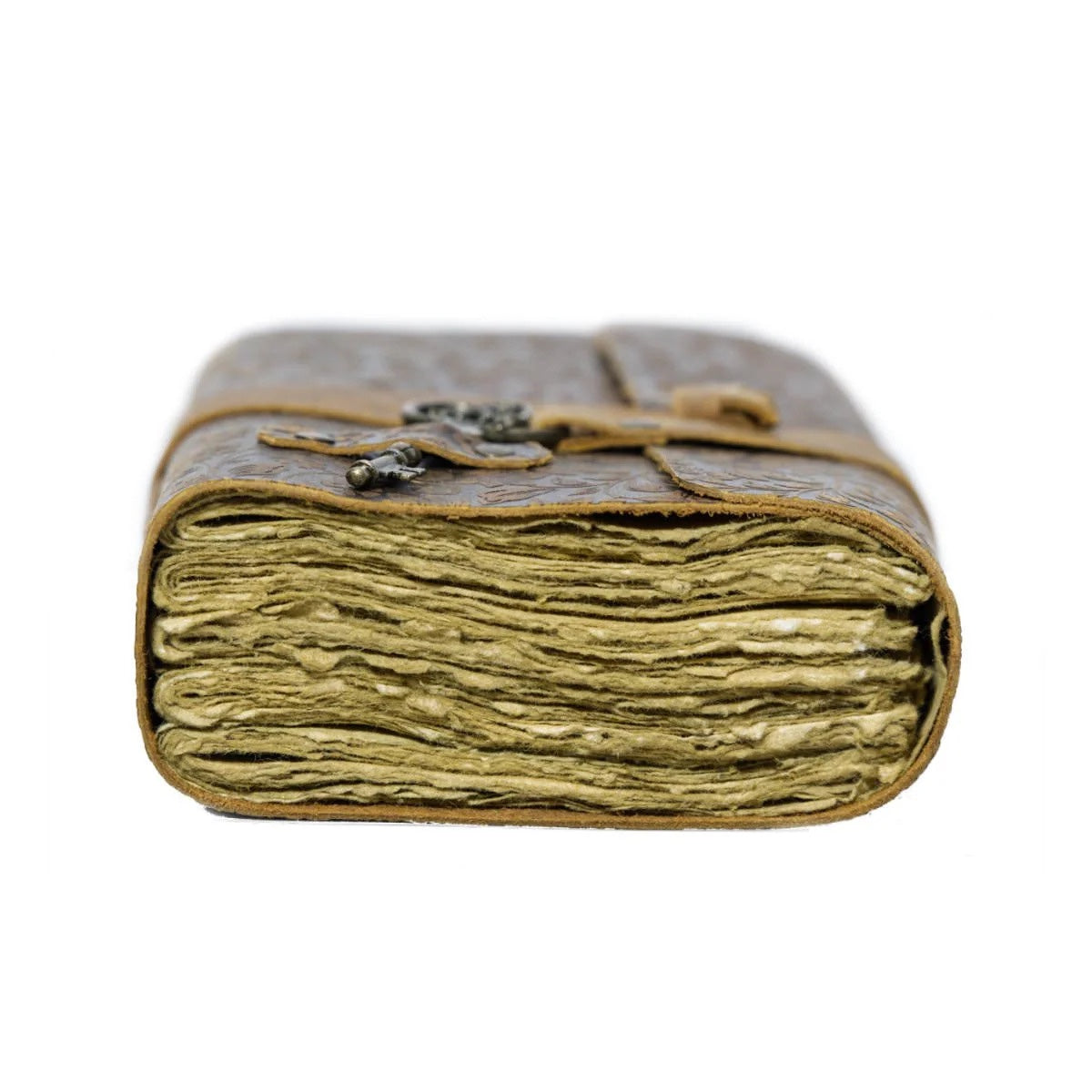 Leather Journal Parchment Style Paper Wrapped With Key Floral Design