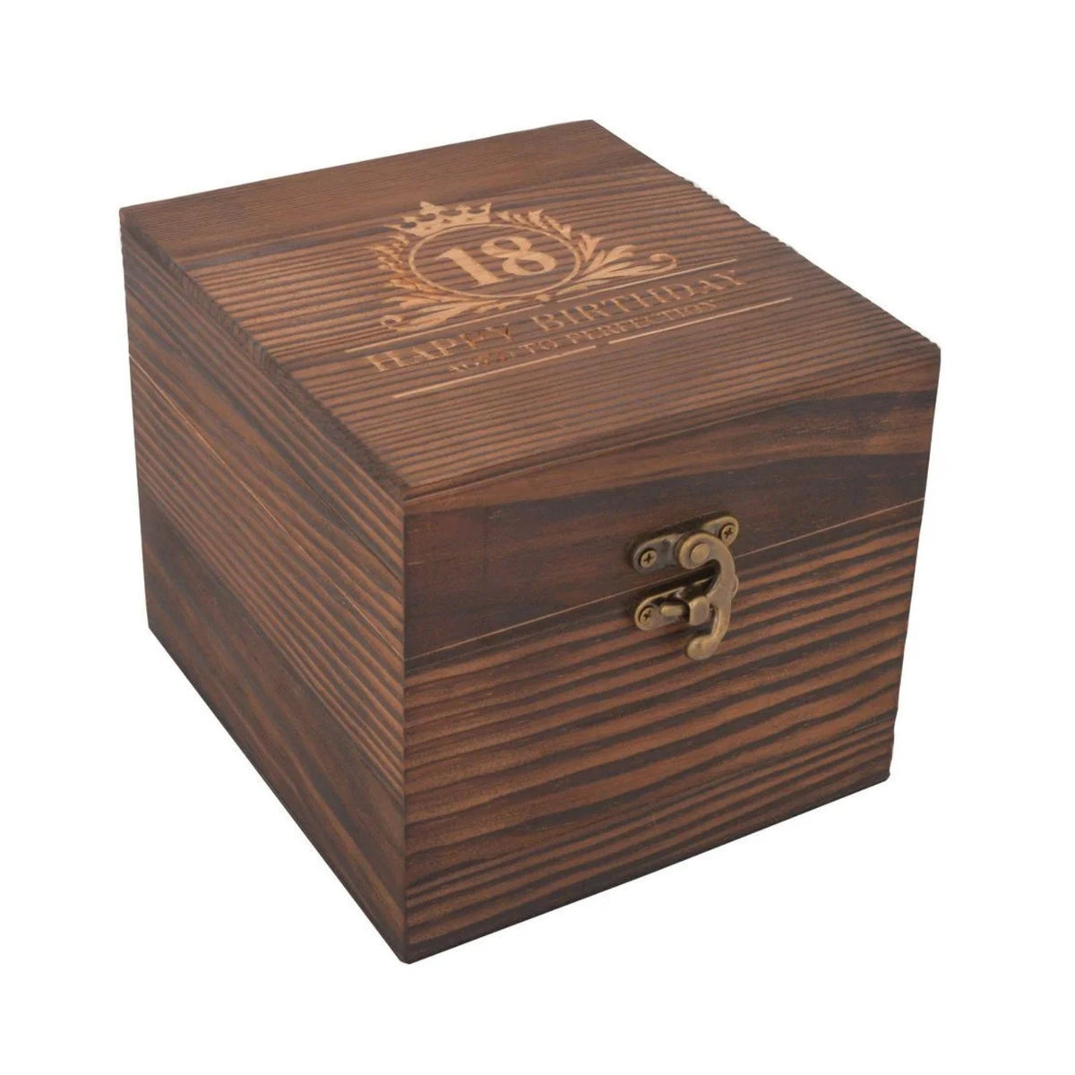 Birthday Whiskey Glass & Slate Coaster Set in Wooden Box 18th
