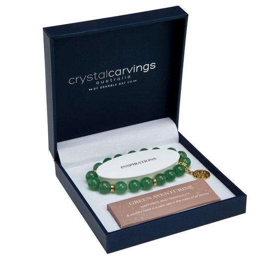Bramble Bay Bracelet Green Adventurine Gold Tree Of Life Charm