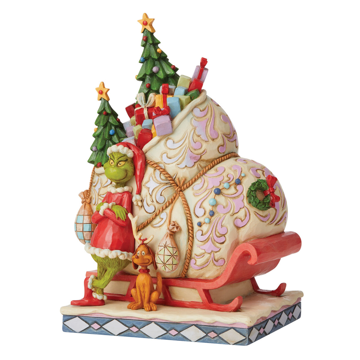 THE GRINCH BY JIM SHORE GRINCH BY SLEIGH WITH MAX 21CM