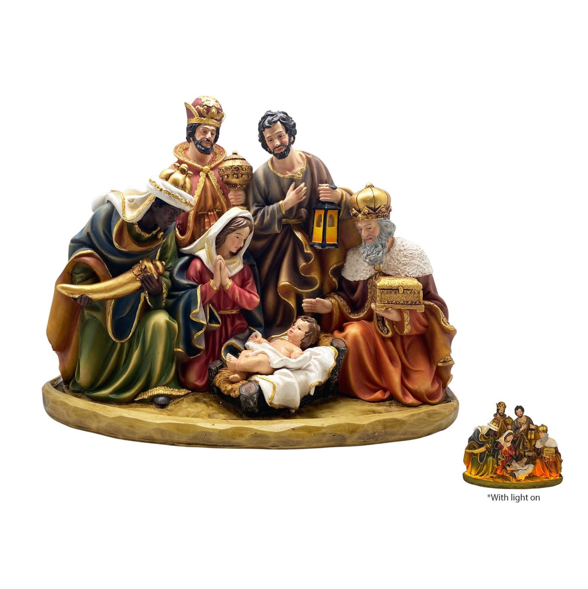 Christmas Nativity Scene All-In-One With LED Light Traditional