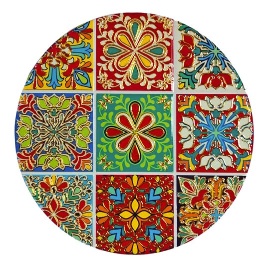CERAMIC TRIVET ROUND DARBY RED & GREEN
