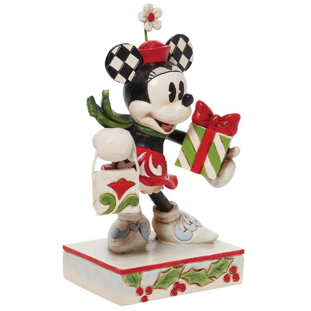 DISNEY TRADITIONS BY JIM SHORE MINNIE WITH BAG & GIFT 13CM