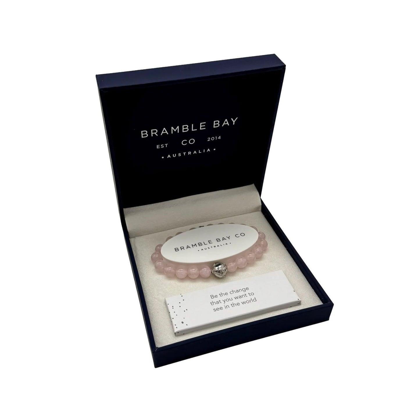 Bramble Bay Bracelet Planet Earth Rose Quartz Gloss In Silver