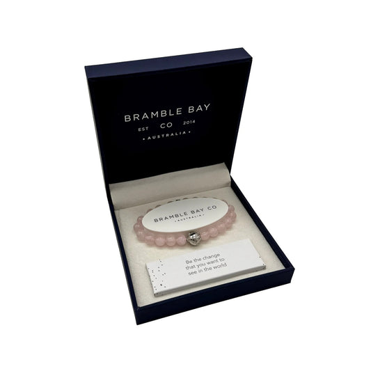 Bramble Bay Bracelet Planet Earth Rose Quartz Gloss In Silver